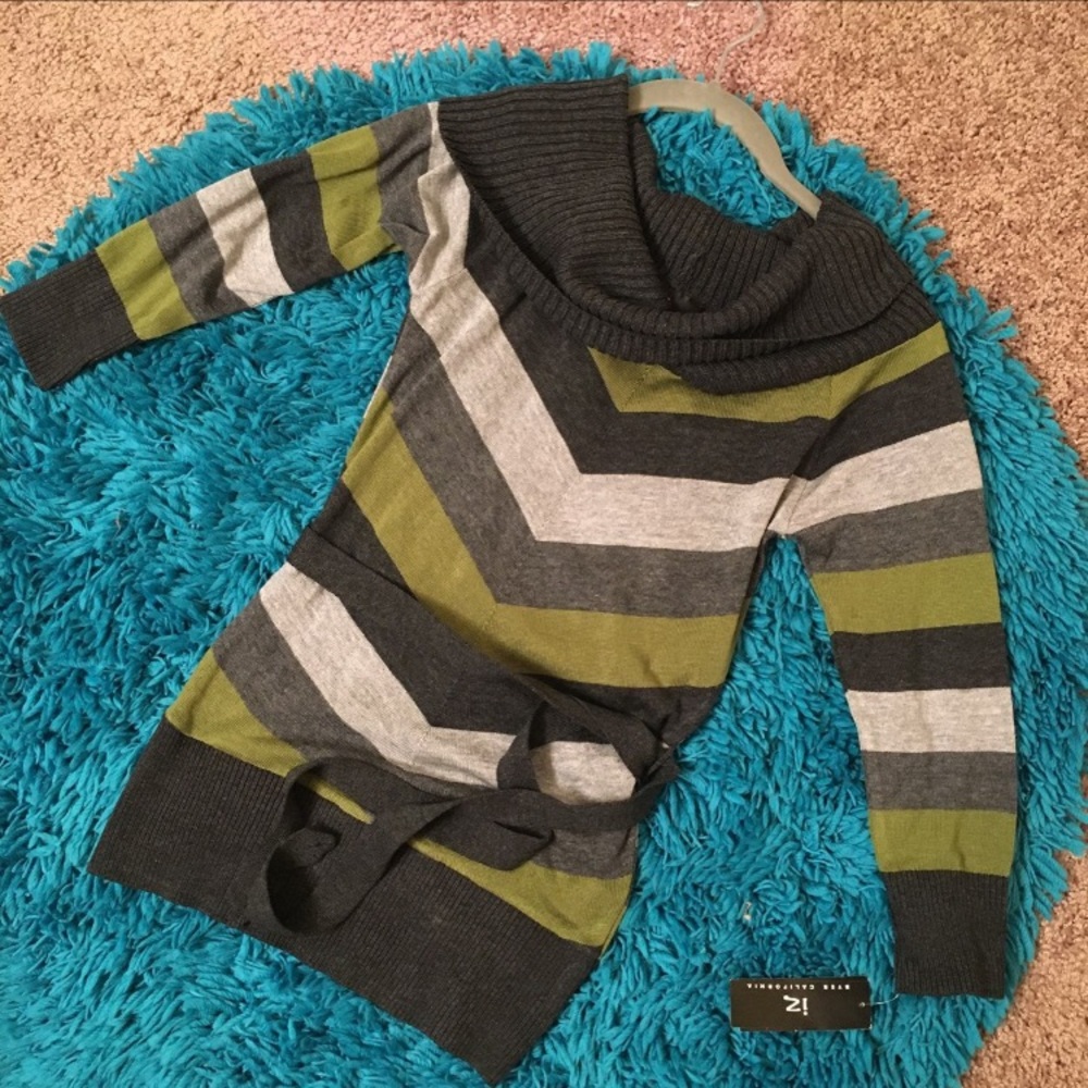 Belted Juniors Tunic Sweater